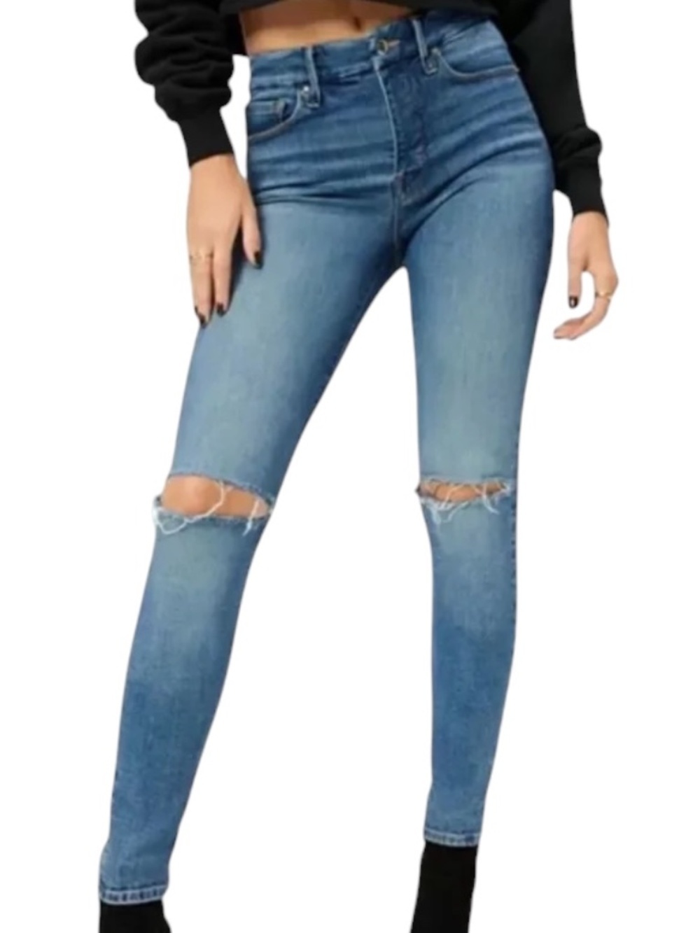 Good American Good Legs Distressed Ankle Skinny Jeans Blue785 Size 2/26 NWT